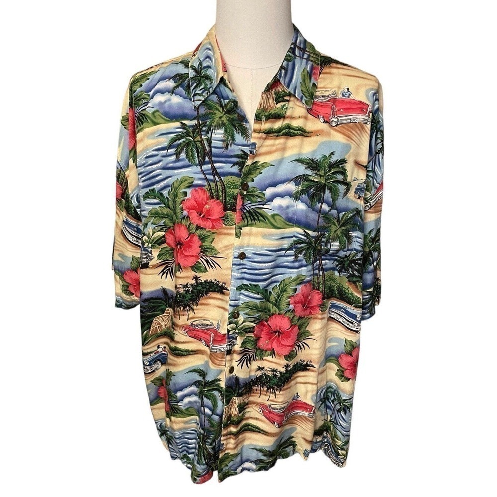 Big Dogs 4X Men’s Hawaiian Camp Shirt Tropical Coastal Beachy Vacation Resort
